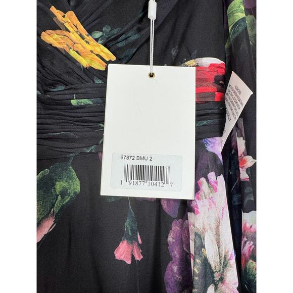 NEW NWT Mac Duggal Bishop Sleeve Floral Print Dress  STYLE 67872 Size 2 - Picture 4 of 7